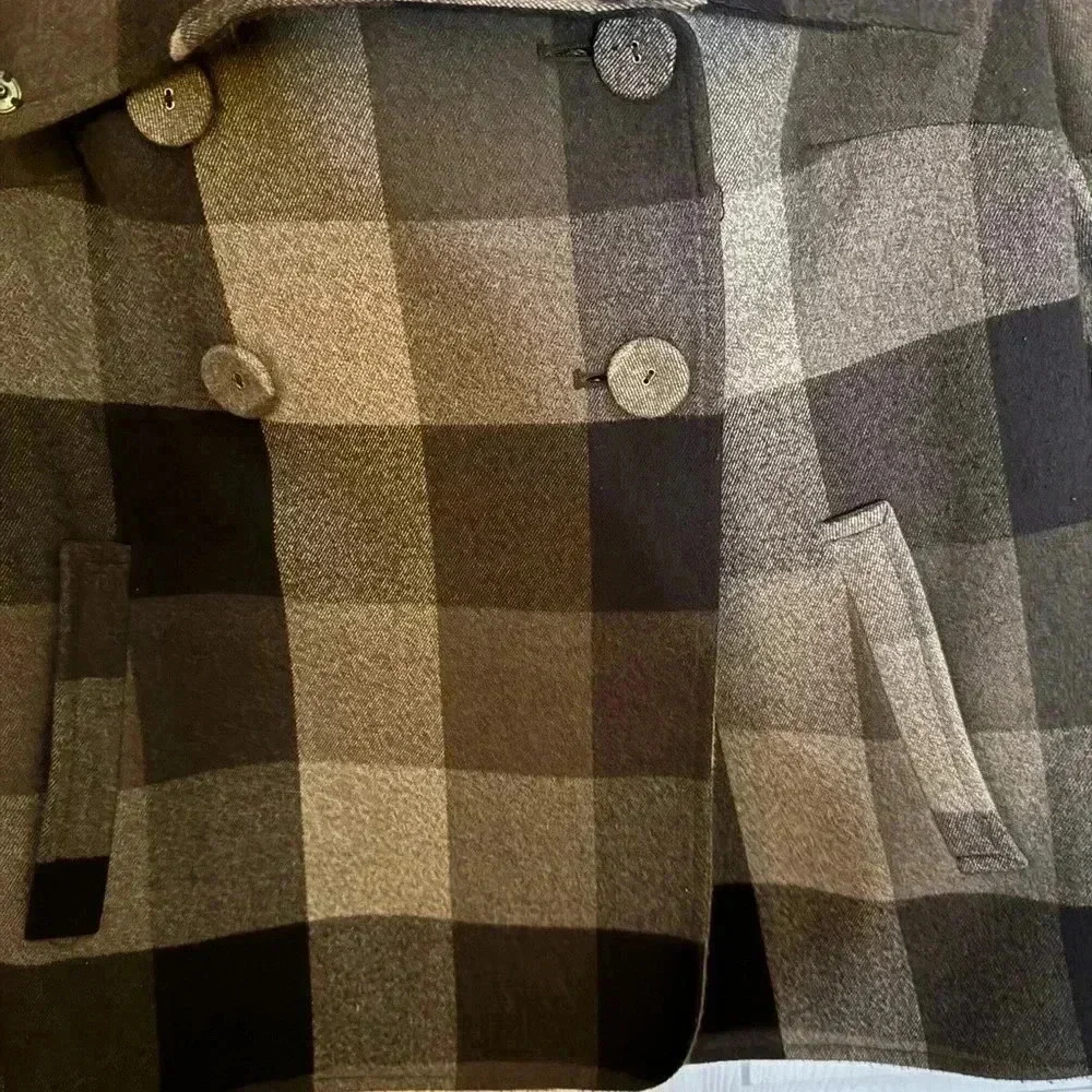 Liz Claiborne Plaid Peacoat Size Small - Picture 3 of 7